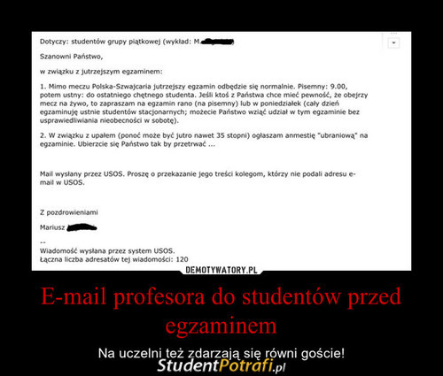 E-mail profesora –  